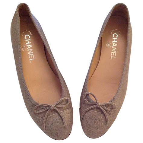 chanel grey ballet flats